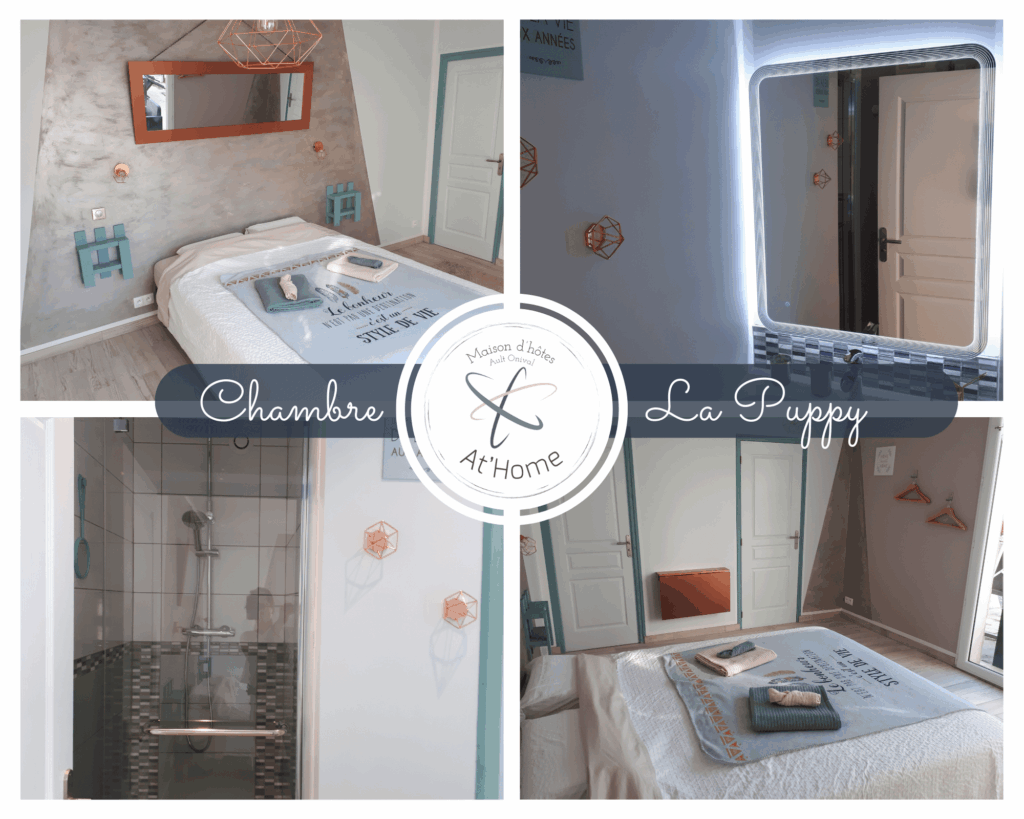 La Puppy est une chambre pour 2 personnes de 18 m² située en rez-de-jardin de la maison