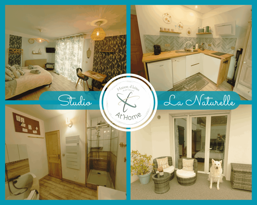 La Naturelle est un studio pour 2 personnes de 24 m² située en rez-de-jardin de la maison